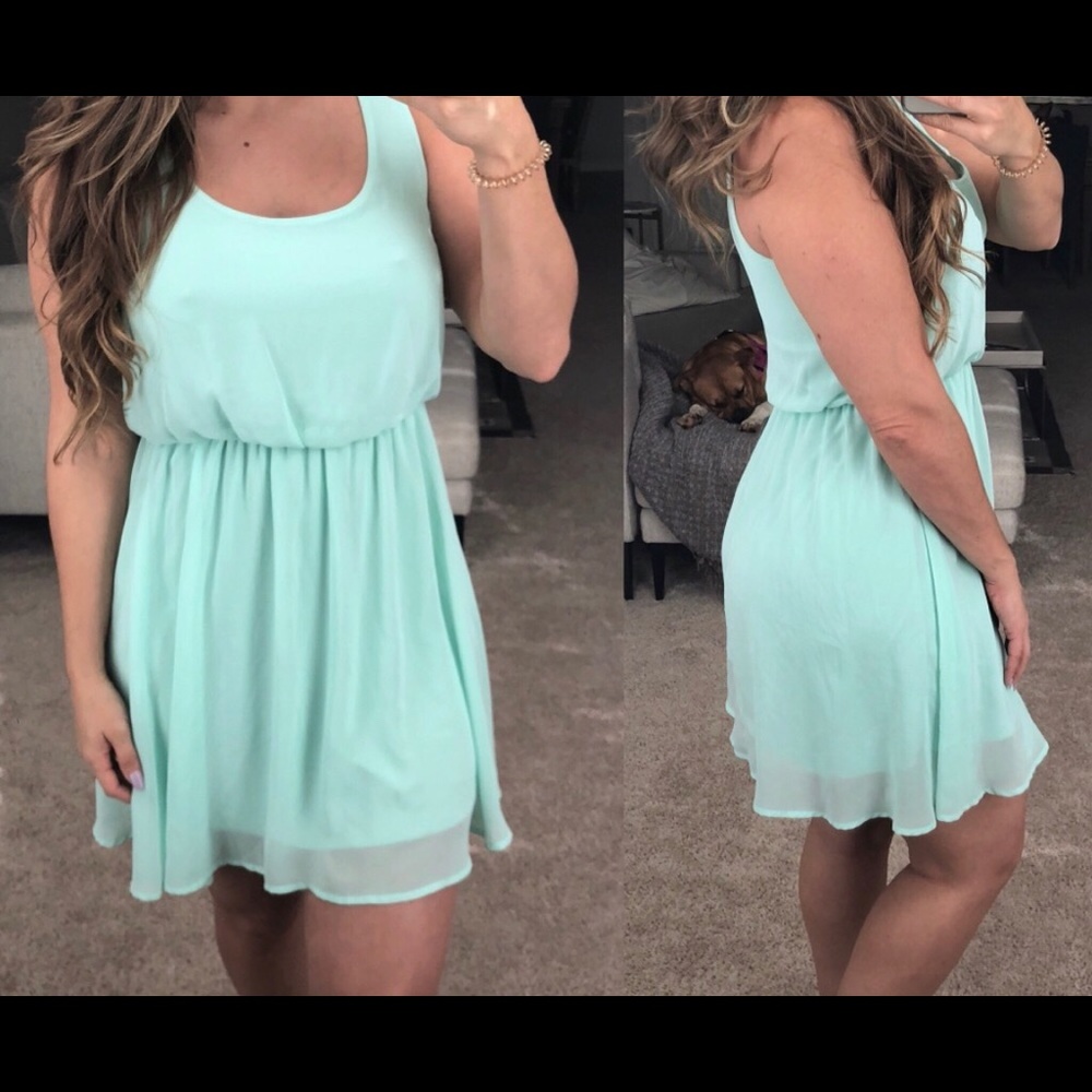 Lush mint chiffon dress
